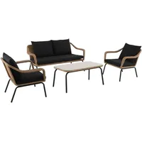 METRO Professional Lounge-Set Möbel 4-tlg. PE-Rattan Gastronomie Gartenmöbel NEU