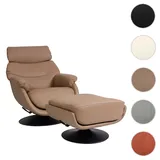 Mendler Relaxsessel mit Hocker HWC-K99, Fernsehsessel Sessel, Wippfunktion drehbar, Metall Echtleder/Kunstleder ~ taupe