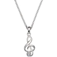 Kette mit Anhänger FIRETTI "Schmuck Geschenk Silber 925 Halsschmuck Halskette Panzerkette Noten", silber (silberfarben), Halsketten, Damen, Silber 925 (Sterlingsilber), L: 45, mit Zirkonia (synth.)