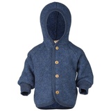 Engel Natur Engel - Wollfleece-Kapuzenjacke HOLZKNÖPFE in blau melange, Gr.50/56