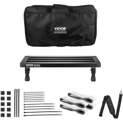 VEVOR Pedalboard für Gitarre 508 x 280mm Aluminiumlegierung 1,2 kg superleichtes, klappbares Pedalboard für Gitarreneffekte mit Tragetasche Klettverschluss Rollstreifen für 10–12 Gitarrenpedale