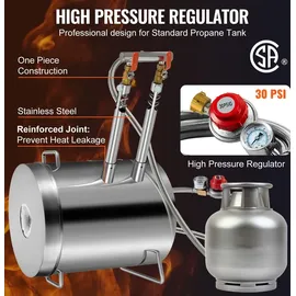 Vevor Schmelzofen Propan Metall Schmelzofen 12 kg, Edelstahl Schmelzofen Gas 1482 °C inkl. 2 Brenner, 1 x Tiegel, Schmiede Messerherstellung Schmiedeset für Kupfer, Aluminium, Gold, Silber usw.