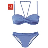 LASCANA Bügel-Bandeau-Bikini, mit verschiedenen Trägervarianten, blau