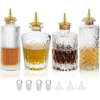 SuproBarware Bitterflasche Glasdasher für Cocktails 4 Stück – Glasflaschen mit Armaturenbrettverschluss, ideal für Barkeeper, Hausbar