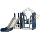 Baby Rutsche und Schaukel Set Kleinkind Climber Schaukel Set Freistehende Rutsche Baby Spielplatz Activity Center Spiel Set Indoor Outdoor Lange Rutsche Kinder Spielgeräte (Tower Blue Grey)