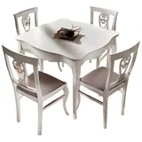 Xlmoebel Esstisch Neuer quadratischer weißer Holz-Esstisch im luxuriösen Stil (1-St., Esstisch), Hergestellt in Europa weiß