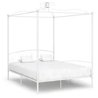 VidaXL Himmelbett-Gestell Weiß Metall 160 x 200 cm