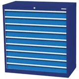 Bedrunka+Hirth Schubladenschrank Profi, Schubladen 9x100 mm, HxBxT 1.019 x 980 x 500 mm, enzianblau/lichtblau