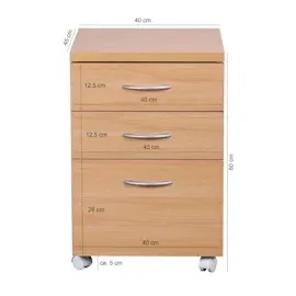 FineBuy Ottawa Rollcontainer 40 x 60 x 45 cm braun