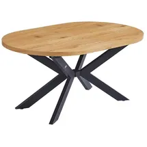 Home Deluxe Esstisch Oval Ausziehbar Aventi inkl. Sternfuß - x 100 cm Light Oak | Küchentisch, Esszimmer, Esszimmertisch - Braun