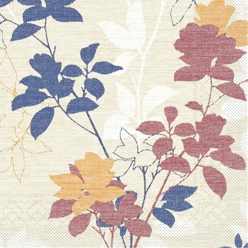 Mank Serviette Tissue Chrissy in Creme-Bordeaux, 40x40 cm, 100 Stück - Herbst Blätter