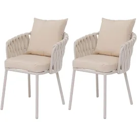 Mendler HWC-P89 Gartensessel 56 x 71 x 71 cm creme 2 St.