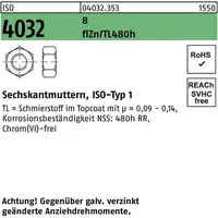 Bufab Sechskantmutter ISO 4032 M 20 x 2,5 Stahl