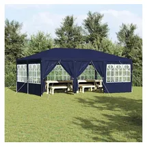 vidaXL Partyzelt 6 x 4 m inkl. 4 Seitenteile Blau/Weiß
