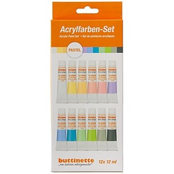 buttinette Acrylfarben "Pastell", 12x 12 ml