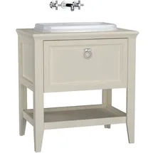 Vitra Valarte Einbauwaschtisch-Möbel-Set 62197 77,5 x 52 x 87,5 cm, 1 Vollauszug, elfenbein matt/Waschtisch weiß hochglanz