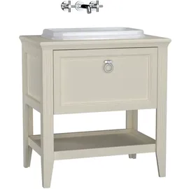 Vitra Valarte Einbauwaschtisch-Möbel-Set 62197 77,5 x 52 x 87,5 cm, 1 Vollauszug, elfenbein matt/Waschtisch weiß hochglanz