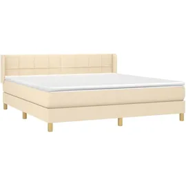 vidaXL Boxspringbett mit Matratze Creme 180x200 cm Stoff