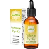 Madena Vitamin D3 und K2 Menachinon all-trans MK-7, Tropfen hochdosiert, 50ml in MCT Öl, hohe Bioverfügbarkeit, vegan ohne Zusätze