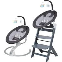 BabyGO Hochstuhl »Family Homey Set, grau/dunkelgrau«, mit elektrischer Babywippe