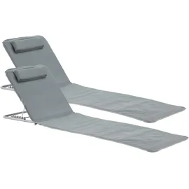 [en.casa] Cellorigo Strandliege 160 x 49 x 42 cm Dunkelgrau