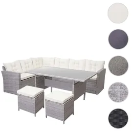 Mendler Lounge-Set Polyrattan 4-tlg.hellgrau/creme