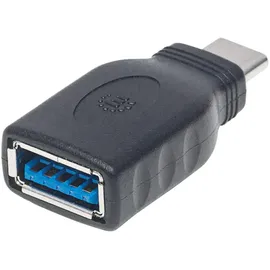 Manhattan USB 3.2 Gen 1 (USB 3.0) Adapter [1x USB 3.2 Gen 2 Stecker C (USB 3.1) Gen1 Typ auf Typ A-Adapter, Typ C-Stecker auf Typ A-Buchse, 3.1)] Gen1, schwarz,