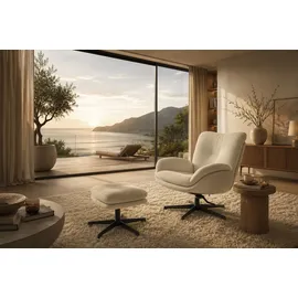 Jockenhöfer Relaxsessel Hawaii Chenille 76 x 98 x 90 cm Beige mit Hocker