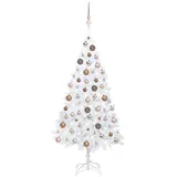 vidaXL Künstlicher Weihnachtsbaum mit LEDs & Kugeln Weiß 150 cm PVC Modell 2