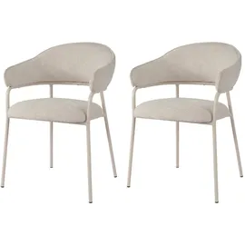 Mobili Rebecca Esszimmerstuhl Dorstenia Polyester perlweiß 2er Set