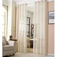 Woltu Gardinen transparent mit Ösen Leinenoptik Vorhang Ösenvorhang Halbtransparent Stores Voile Fensterschal Leinenvorhang für Wohnzimmer Kinderzimmer Schlafzimmer, 140x225 cm, Creme (1 Stück)