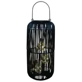 Formano Solarlaterne Außen Garten große Rattan Solar Laterne 3 LED Birnen 45 cm - Schwarz