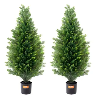 Vevor 2er-Set Künstliche Zeder, Formschnittbaum Kunstpflanzen PE Zypresse 91,4cm