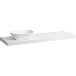 Waschtisch-Platte LANI 495x1570x65 mit Ausschnitt links inklusive 3 Befestigungselemente weiß matt