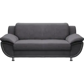 TRENDMANUFAKTUR 2-Sitzer "Rondo, Breite 178 cm, breite Armlehnen, Füße chromfarben", grau (anthrazit), B:178cm H:85cm T:94cm, Microfaser PRIMABELLE;Kunstleder SOFTLUX;Struktur ( 54% Polyacryl, 46% Polyester);NaturLEDER (echtes Rindsleder) in Sitz und Rücken, Korpus in