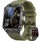 Damen Smartwatches, Herren Sportuhr, Smartuhr, Fitnessuhr Smartwatch mit Telefonfunktion/WhatsApp Notiz/Fitness Tracker Uhr, IP68 Wasserdicht/1.95"... - Grün