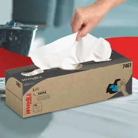 WypAll L40 Power Clean POP-UP-Wischtücher in der Zupfbox 7461 – Wischpapier – 8 Boxen x 100 weiße Reinigungstücher (insges. 800)