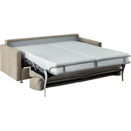 Bali Schlafsofa BALI "JUNARA, Dauerschläfer mit zweigeteiltem Lattenrost", braun (beige), B:225cm H:18cm T:101cm, 100% PES, Sofas, Schlafsofa, 160er u. 180er Breite, 2 Matratzenvarianten