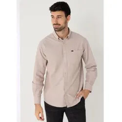 Bendorff für Herren. 840225230 Lässiges langärmeliges beiges Oxford-Hemd mit Taschen (XXL), Baumwolle, Langarm