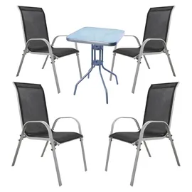 Mojawo Bistro Set 5-tlg. Silbergrau/Schwarz