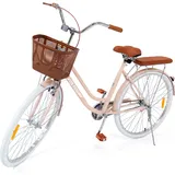 VOLTOURI BK12 Citybike 28 Zoll, mit Korb, Gepäckträger, Retro-Stil