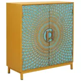 Highboard Peacock 91cm - Orientalischer Schrank bunt aus Holz & Metall