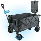 Bollerwagen faltbar XXL Handwagen IM-4211 160L | Tragkraft 120KG | Faltbarer Bollerwagen breite Reifen fürs Gelände, ideal als Strandwagen, Gartenwagen für Festival, Camping und Outdoor (Grau)