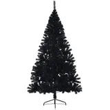 vidaXL Künstlicher Halb-Weihnachtsbaum mit Ständer Schwarz 210 cm PVC