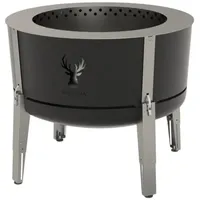MASURIA Feuerschale 80cm⌀ Alpha 800 - Patentierte Rauchreduzierung bis zu 95% - Hergestellt in EU - Premium Feuertonne aus Edelstahl - Verstellbare Beine - große Ascheschublade - Schwarz