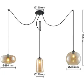 LUCANDE Zyli 3-flg. E27 60 cm Vintage/Glas