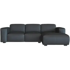 Livetastic Ecksofa Leder 3-Sitzer Dunkelgrau