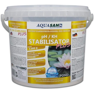 AQUASAN Gartenteich pH/KH Stabilisator Plus (Stabilisiert den KH-Wert und pH-Wert - Sorgt dabei für lebenswichtige und stabile Wasserwerte im Gartenteich), Inhalt:5 kg