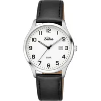 Selva Herren-Armbanduhr, Quarz, Edelstahl, Leder, Dornschließe, 5 bar