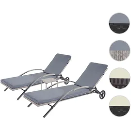 Mendler HWC-E27 2er-Set Sonnenliege 200 x 70 x 30 cm Grau